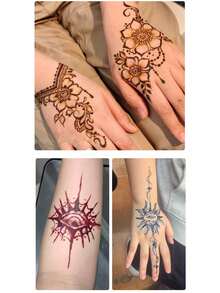 1/2Pcs Henna Tattoo Paste  Semi-Permanent Henna Tattoo Paste, Waterproof Henna Tattoo Paste For Body Art And Painting| Create Unique Temporary Tattoos ﻿ - 彩色 - 查看 7