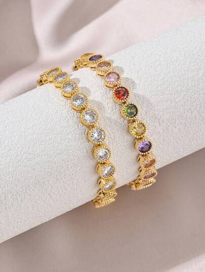 Fashionable Minimalist Elegant Women Zirconia Bracelet, Suitable For All Seasons