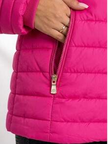 Women's Puffer Jacket With Faux Fur Lining, Comfortable And Stylish - Hot Pink - View 3