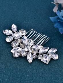 1 chiếc lược cài tóc pha lê tối giản thanh lịch, thích hợp cho tiệc tùng, chụp ảnh và sử dụng hàng ngày. - Bạc - Xem 7