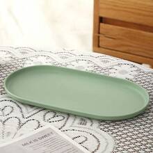 1pc Oval Plastic Tray, Food Serving Tray, Colorful Platter, Smooth Surface Easy To Clean, Dishwasher , Lightweight And Portable. Reusable, Suitable For Kitchen, Bathroom, Vanity, And Office. Can Be Used To Hold Food, Side Dishes, Desserts, Beverages, Or As A Desktop Storage And Decorative Tray. - View 9