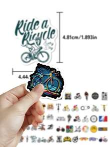 60pcs Inspirational Cartoon Bicycle Stickers: Eye-Catching, Creative Designs Perfect For Guitars, Skateboards, Parties, Suitcases, Desktops, And Holiday Gift Decorations - Multicolor - View 6