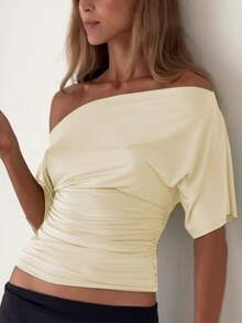 Women's Casual Solid Color Top, Suitable For Spring/Summer, Daily Wear And Vacation - Apricot - View 2
