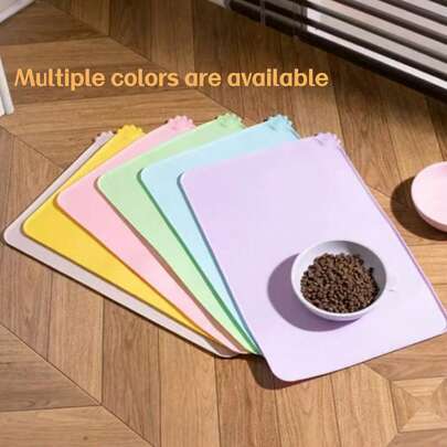 1个装多色宠物硅胶餐垫，防水、防油、易清洁、防滑、耐用、不伤地板、可折叠收纳，适用于猫狗，保护宠物用餐卫生，实用家用宠物碗垫