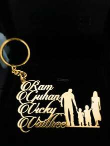 Customized Stainless Steel Family Surname Keychain - Suitable For Multiple Family Members - Cartoon Letter Theme - Decorative Keychain With Ring - Ideal Gift For Family - Multicolor - View 6