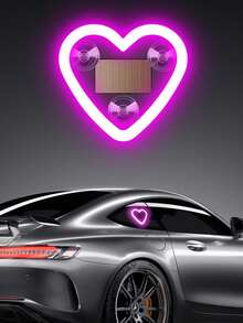 Solar Powered Heart-Shaped Neon LED Light, Suitable For Car Rear Window, Wireless Atmosphere Decor, Best-Selling Car LED Window Heart-Shaped Atmosphere Light, Solar Powered Car Neon USB Decorative Light, 3.7V+300mAh Lithium Battery, New Model Car Solar Heart-Shaped LED Atmosphere Light, Interior Decor - Multicolor - View 7