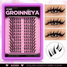 GROINNEYA 72/120片 C捲 9-13mm 長度自然感柔軟蓬鬆假睫毛簇，適合日常妝容、初學者、居家或戶外使用，適用於日常生活、派對、音樂節、萬聖節 - C - 查看 15