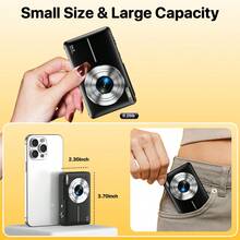 Nicamery 1080P 44MP Digital Camera, Suitable For Photography, Digital Point-And-Shoot And Filming, 16X Zoom, 2 Batteries, Compact Travel Camera, Suitable As Gift For Teenagers And Elderly [This Link Does Not Include Memory Card, Please Purchase Separately] - Black - View 8