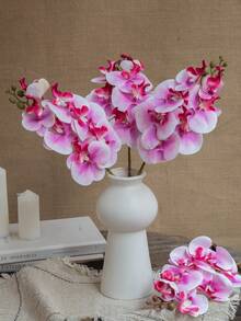 1PC Film-Texture Artificial Phalaenopsis Orchid, Home Living Room Dining Table Floral Decor Party Ornament Fake Orchid - Multicolor - View 5