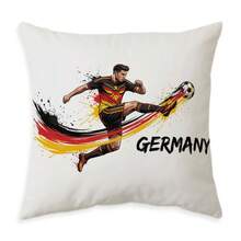 1 pieza Funda de almohada plana 2D de fútbol alemán, funda de cojín a rayas negras, rojas y amarillas para aficionados (sin incluir el relleno de la almohada) - 1 - Ver 6
