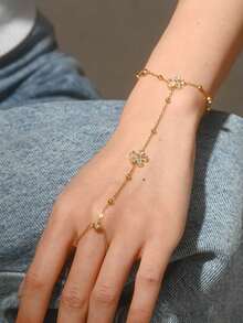 1 chiếc vòng tay dây hoa tối giản, thép không gỉ mạ vàng 18K với chuỗi hoa nhiều lớp và vòng, món quà Ngày của Mẹ thanh lịch, phù hợp để đeo hàng ngày, dự tiệc, các dịp trang trọng, trang sức có thể điều chỉnh kích cỡ dành cho nữ, lý tưởng cho các buổi hẹn hò, kỳ nghỉ, kỷ niệm, sinh nhật, phụ kiện thời trang nữ. - Vàng - Xem 1