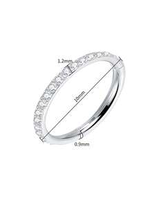 1件钛金立方氧化锆鼻环螺旋耳骨耳环，女士饰品 - 銀色 - 查看 9