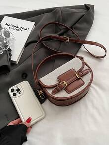 Fashionable Versatile Contrast Color Casual Tote Bag For Women - Brown - View 5