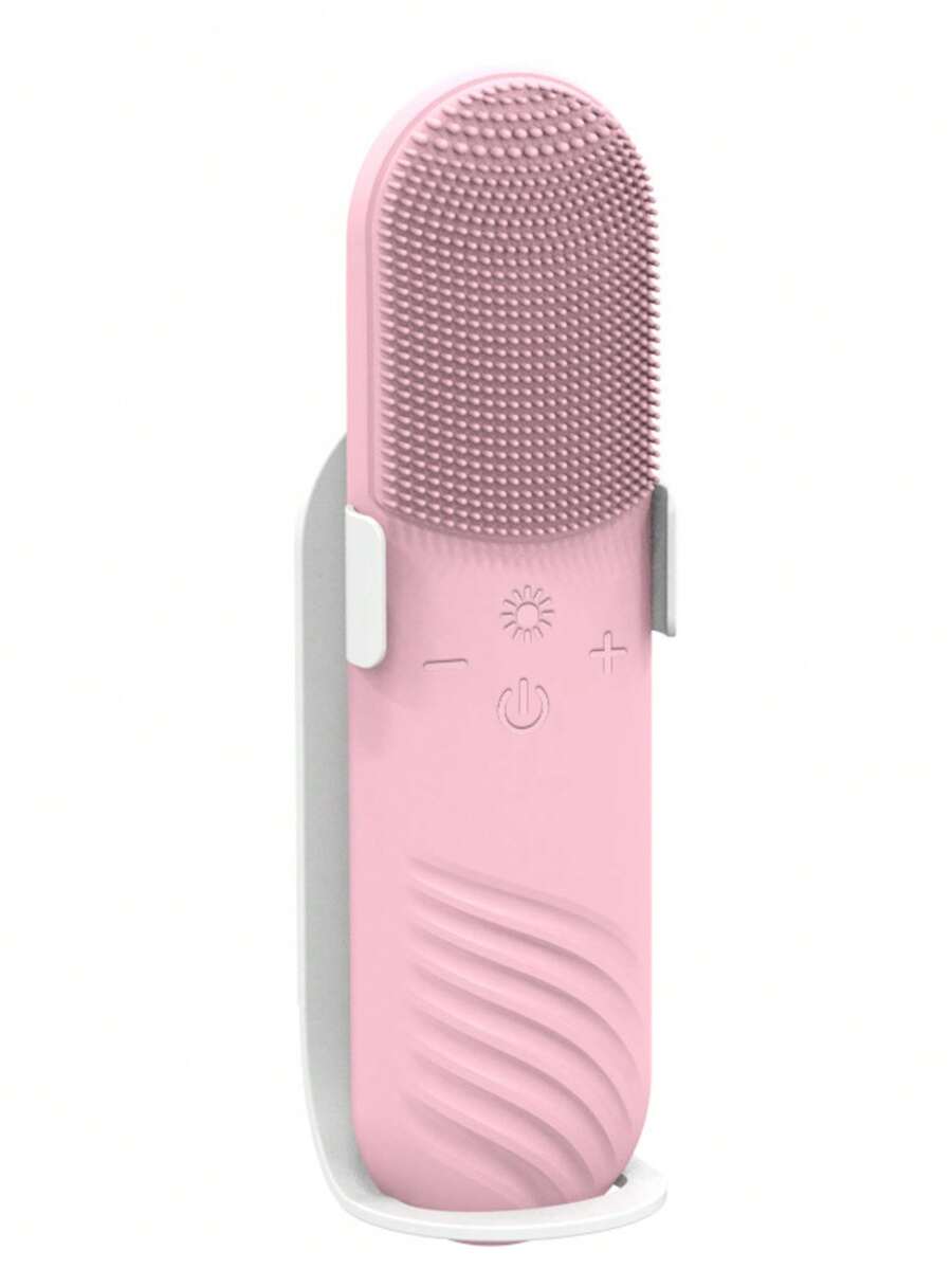 Electric Silicone Facial Cleansing Brush With Red Blue Light Therapy USB Rechargeable Beauty Instrument For Home Personal Care - Hồng - Xem 1