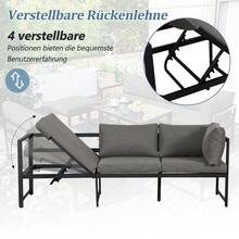 Garten Loungesessel Set, Aluminum Sitzgruppe Für Gartenbalkon, Mit Liegefunktion, 4-Fach Verstellbarer Rückenlehne, Inkl. Weicher Sitz- Und Rückenpolster, Gray - Black + Gray - View 5