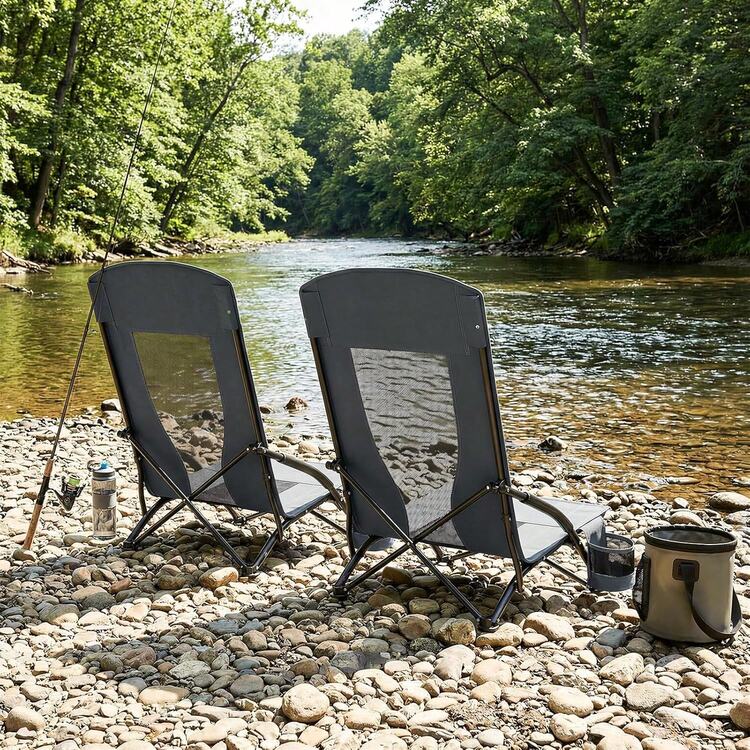 HOMECALL Klappstuhl – Leichter, Niedriger Strandstuhl Mit Getränkehalter, Blau