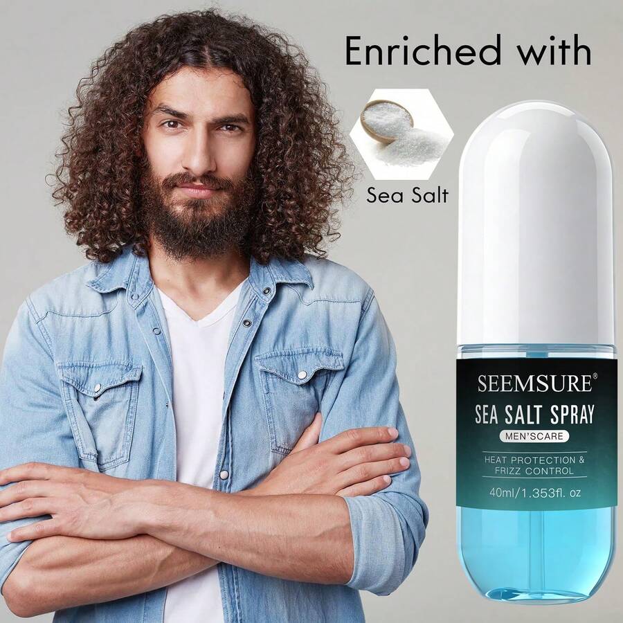 seemsure 40毫升海盐造型喷雾，蓬松卷发定型剂，改善发质，增加发量，强力定型，不油腻，蓬松自然，打造自然波浪，滋养秀发，适合所有发质，1瓶装/2瓶装可选 - 正裝 - 查看 1