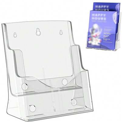 Acryl Prospekthalter, 2/3/4-stöckiger klarer Kunststoff Flyerhalter Ständer, Wandmontage/Theken Literaturorganisator für Dokumente, Broschüren, Hefte und Speisekarten