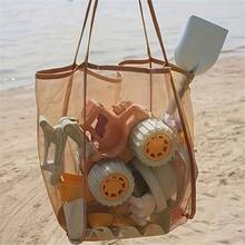 1 Peça Bolsa de Praia Dobrável Extra Grande, Feita de Poliéster com Alças Reforçadas e Revestimento Impermeável, Adequada para Armazenar Brinquedos, Conchas, Roupas e Toalhas para Viagens à Praia - Visão 4