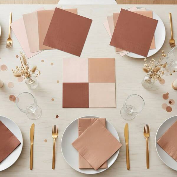 20张/40张/60张，渐变棕色一次性派对餐巾纸，双层加厚撞色派对餐巾纸，适用于婚礼、新娘、生日、婴儿派对、派对餐桌装饰、优雅午餐餐巾纸、波西米亚风彩色纸巾，4种赤陶色鸡尾酒餐巾纸，肤色一次性餐巾纸