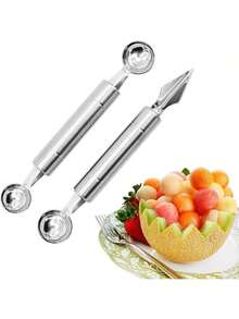 Stainless Steel Double-Headed Melon Baller Fruit Scoop Carving Knife For Commercial Kitchen And Home Use - Multicolor - View 2
