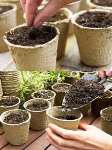 20个/10个/5个/1个纸浆育苗盆，小型圆形育苗杯，种子发芽植物育苗盘，适用于香草、多肉植物、花卉和蔬菜幼苗，易于使用的园艺工具 - K - 查看 3