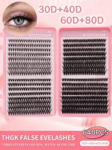 640/624/608/590/384/320 cặp mi giả dạng chùm riêng lẻ, độ cong D, hỗn hợp 30D 40D 50D 60D, chiều dài 8-16mm, mềm nhẹ, có thể tái sử dụng, bộ dụng cụ nối mi tự làm dành cho người mới bắt đầu. - D - Xem 10