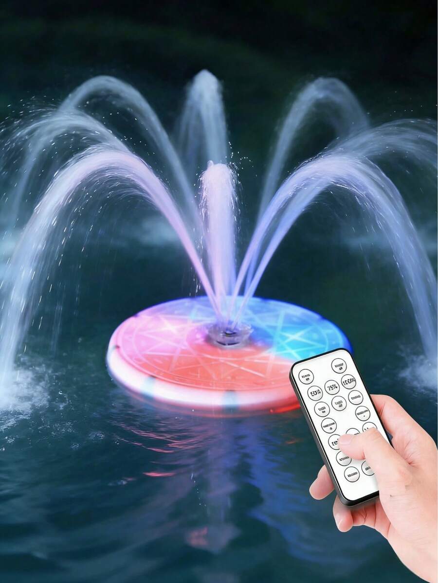 USB Power Fountain Pump With Light, Bird Bath Fountain, Remote Control& 8 Nozzles Pond Fountain, Water Fountain Pump For Birdbath, Garden, Pond, Pool, Outdoor And Indoor,Garden Supplies,Gardening Accessories