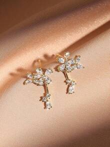 Bộ 2 bông tai hình hoa 3D tối giản lãng mạn, đính đá Zirconia, có các màu vàng, bạc, vàng hồng và đồng, thích hợp cho phụ nữ đeo khi đi chơi, hẹn hò, kỷ niệm và các sự kiện thời trang. - bông tai - Xem 9