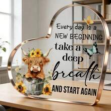1pc Acrylic Inspirational Decor, Perfect Gift For Women, Friends, Daughters And Sisters - "Every Day Is A New Beginning" - Essential Decoration For Bathroom, Bedroom And Study - Bucket 1 - View 11