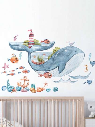 1 miếng dán tường trang trí hoạt hình cỡ nhỏ, hình cá mập dễ thương, chó trong cốc được bao quanh bởi bánh kẹo và đồ uống, thế giới đại dương trên lưng cá voi, mèo tinh nghịch, decal dán tường tự dính bằng PVC, có thể tháo rời, thích hợp cho phòng trẻ em, phòng ngủ, phòng khách, phòng học, phòng ăn, phòng tắm, trang trí tường nhà.