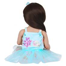 Bộ trang phục búp bê 22 inch với họa tiết vỏ sò, bao gồm: Váy + Chân váy voan + Băng đô, bộ 3 món váy voan chơi mùa hè, phụ kiện búp bê, đồ chơi nhập vai, màu xanh nhạt (Không bao gồm búp bê) - Màu xanh lam - Xem 5