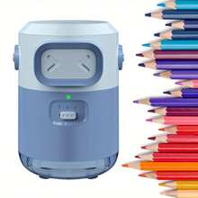 2026 New Portable Automatic Pencil Sharpener-Simple Design, Suitable For 6-8 Mm Pencils, Easy Operation Of Automatic Pen Feeding Mechanism, Battery Life, Perfect Gift For Birthdays, Halloween And Christmas. - Blue - View 1