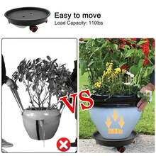 Khay chậu hoa di động có bánh xe đa năng, giá đỡ cây trồng chịu lực cao, đế bánh xe đa năng bằng nhựa, đế tròn dày, chậu hoa nhựa có thể tháo rời kèm hộp đựng nước, khay di động - Nhiều màu - Xem 3