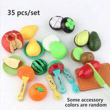 DIY喂食玩具套装，逼真有趣的水果模型，亲子互动角色扮演礼物，专为儿童过家家游戏设计 - 彩色 - 查看 14