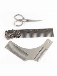 Bộ dụng cụ cắt tóc chuyên nghiệp 6 món, dao cạo thẳng/lược/kéo/lưỡi dao dành cho nam giới | Bộ dụng cụ chăm sóc râu và lông mày, quà tặng Ngày của Cha - Dao cạo an toàn + lưỡi dao - Xem 7