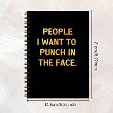 1pc A5 Size Spiral Notebook, 50 Sheets (100 Pages), 8mm Ruled Lines, Dual Wire Binding, 180° Lay-Flat Design, Smooth Writing. Featuring Humorous Venting, Stress Relief, And Workplace Resonance, Suitable For Office, Campus, And Daily Use. A Perfect Gift For Family And Friends On Occasions Like Easter, Halloween, Mother's Day, Christmas, And More. - Black Notebook - View 3