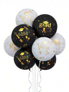 6/3件套毕业派对气球套装，18英寸圆形印花气球，毕业气球，铝箔气球，派对装饰，毕业典礼装饰气球，适用于派对布置、主题派对装饰和毕业庆祝活动 - 多色 - 查看 12