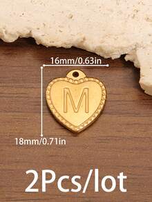 2个A-Z英文字母吊坠，不锈钢心形字母饰品，爱心字母吊坠，珠宝制作材料，DIY手工耳环、手链、项链配件 - 愛心字母 - 查看 54