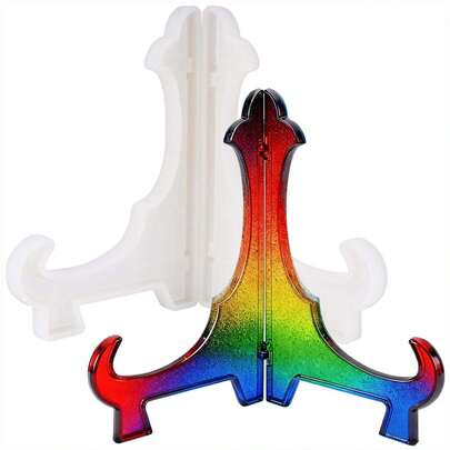 2件装树脂展示架模具，10/8英寸支架，适用于展示/硅胶板支架，可用于环氧树脂浇铸、家居装饰、相框、折叠相框、艺术展示架、树脂画等。