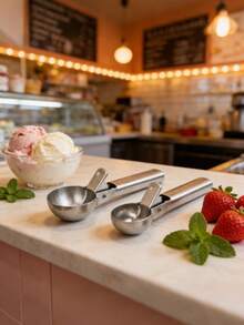1pc Stainless Steel Ice Cream Scoop,Can Be Used As Ice Cream Scoon,Melon Baller,Multi-Function Ice Cream Spoon,Fruit Ice Cream Spoon,Perfect For Frozen Yogurt,Multi-Functional Ice Cream Scoop,Stainless Steel Double Use Scoop,Non-Stick Ice Cream Scoop - Multicolor - View 3