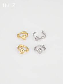 1pc Elegant 925 Sterling Silver 3D Heart Shaped Earrings, Minimalist Four-Leaf Clover Design, Suitable For Women's Daily Wear And Parties - Multicolor - View 2