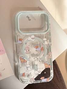 适用于 17 Pro Max 的磁吸式手机壳，透明款，趣味涂鸦狗卡通设计 - 無色 - 查看 1