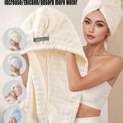 1 chiếc mũ trùm tóc dày dặn, thấm hút tốt, chất liệu lông cừu san hô, có dây chun, kiểu dáng tối giản, màu trơn, kích thước lớn, siêu thấm hút, phù hợp cho cả tóc dài và tóc ngắn, cần thiết cho việc tắm tại nhà, salon, khách sạn, thể thao, khăn lau tóc nhanh khô dành cho phụ nữ và bé gái.