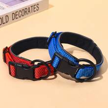 1pc Adjustable Reflective Collar For Large & Medium Dogs - Red - View 1