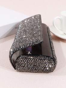 1pc Luxury Sparkling Rhinestone Studded Cosmetic Glasses Storage Box, Portable Fashion Glasses Protective Case, Creative Gift - Multicolor - View 9