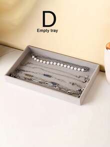 1/5pcs Grey Desktop Jewelry Display Storage Box Velvet Jewelry Tray Organizer - Portable Multi-Purpose Storage For Rings, Earrings And Necklaces - Grey - View 19