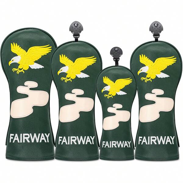 Capa protetora para cabeça de taco de golfe, modelo Gold Eagle Pattern Golfer Design Green (1 unidade), compatível com drivers, madeiras de fairway e híbridos. Capa divertida para driver, ideal para entusiastas do golfe, tanto homens quanto mulheres. Proteção essencial para seus tacos.