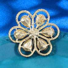 1 pieza Broche de flor de perla esmeralda de lujo, broche de girasol chapado en oro con cristal, accesorio elegante de regalo para mujer para bodas y fiestas - flores - Ver 5