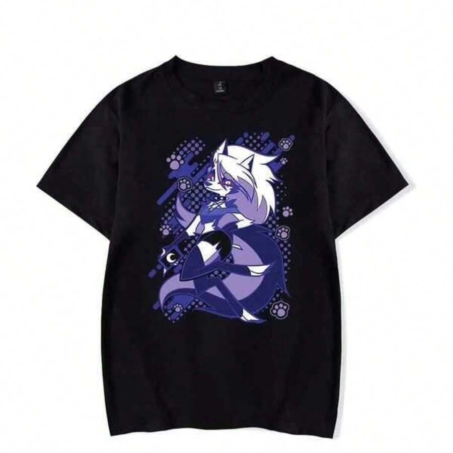 Fashionable Print Casual T-Shirt Helluvas Boss Loonas Essential T-Shirt  Camisa Funny Corduroy Sets For Women Autumn Clothes For Women Halloween Costumes Halloween Costumes For Women Autumn Elegant Dresses For Women Matos Elegant Dresses For Women Costumes For Women Tops For Women Loose-Fitting, Suitable For Daily Gatherings, - 黑色 - 查看 1